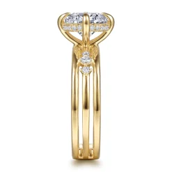 New Gabriel & Co. Everlasting - 14K Yellow Gold Compass Prong Round Diamond Engagement Ring