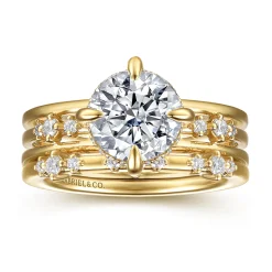 New Gabriel & Co. Everlasting - 14K Yellow Gold Compass Prong Round Diamond Engagement Ring