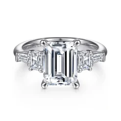 Outlet Gabriel & Co. Everley - 18K White Gold Emerald Cut Five Stone Diamond Engagement Ring