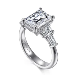 Outlet Gabriel & Co. Everley - 18K White Gold Emerald Cut Five Stone Diamond Engagement Ring