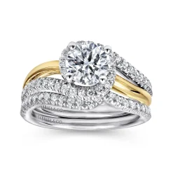 Gabriel & Co. Everly - 14K White-Yellow Gold Round Halo Diamond Engagement Ring