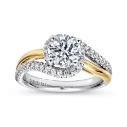 Gabriel & Co. Everly - 14K White-Yellow Gold Round Halo Diamond Engagement Ring