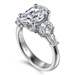 New Gabriel & Co. Evie - 14K White Gold Oval Five Stone Diamond Engagement Ring