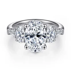 New Gabriel & Co. Evie - 14K White Gold Oval Five Stone Diamond Engagement Ring