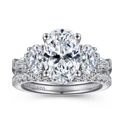 New Gabriel & Co. Evie - 14K White Gold Oval Five Stone Diamond Engagement Ring