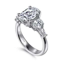 New Gabriel & Co. Evie - 18K White Gold Oval Five Stone Diamond Engagement Ring