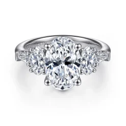 New Gabriel & Co. Evie - 18K White Gold Oval Five Stone Diamond Engagement Ring