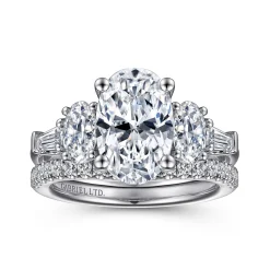 New Gabriel & Co. Evie - 18K White Gold Oval Five Stone Diamond Engagement Ring