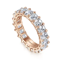 Best Gabriel & Co. Evora - 14K Rose Gold Shared Prong Emerald Cut Diamond Eternity Band - 5 ct