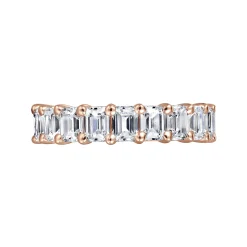 Best Gabriel & Co. Evora - 14K Rose Gold Shared Prong Emerald Cut Diamond Eternity Band - 5 ct