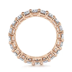 Best Gabriel & Co. Evora - 14K Rose Gold Shared Prong Emerald Cut Diamond Eternity Band - 5 ct