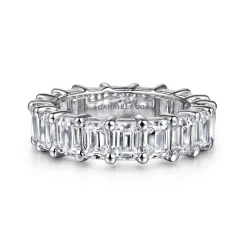 Discount Gabriel & Co. Evora - 14K White Gold Shared Prong Emerald Cut Diamond Eternity Band - 7.2 ct