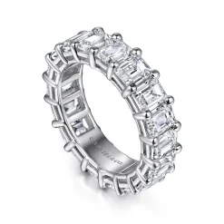 Discount Gabriel & Co. Evora - 14K White Gold Shared Prong Emerald Cut Diamond Eternity Band - 7.2 ct