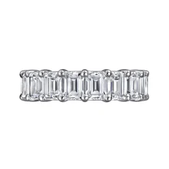 Clearance Gabriel & Co. Evora - 14K White Gold Shared Prong Emerald Cut Diamond Eternity Band - 8.5 ct