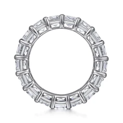 Clearance Gabriel & Co. Evora - 14K White Gold Shared Prong Emerald Cut Diamond Eternity Band - 8.5 ct