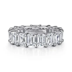 Clearance Gabriel & Co. Evora - 14K White Gold Shared Prong Emerald Cut Diamond Eternity Band - 8.5 ct