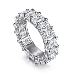 Clearance Gabriel & Co. Evora - 14K White Gold Shared Prong Emerald Cut Diamond Eternity Band - 8.5 ct