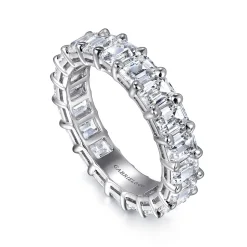 Hot Gabriel & Co. Evora - 14K White Gold Shared Prong Emerald Cut Diamond Eternity Band - 5 ct