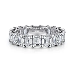Hot Gabriel & Co. Evora - 14K White Gold Shared Prong Emerald Cut Diamond Eternity Band - 5 ct