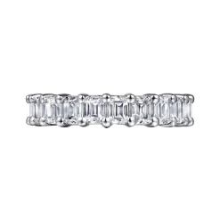 New Gabriel & Co. Evora - 14K White Gold Shared Prong Emerald Cut Diamond Eternity Band - 3.57 ct