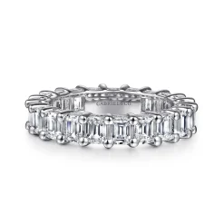 New Gabriel & Co. Evora - 14K White Gold Shared Prong Emerald Cut Diamond Eternity Band - 3.57 ct