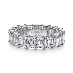 Gabriel & Co. Evora - 14K White Gold Shared Prong Emerald Cut Diamond Eternity Band - 5.7 ct