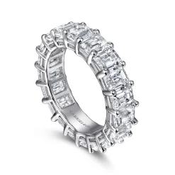 Gabriel & Co. Evora - 14K White Gold Shared Prong Emerald Cut Diamond Eternity Band - 5.7 ct