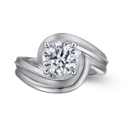 Gabriel & Co. Ezrah - 14K White Gold Bypass Round Diamond Engagement Ring