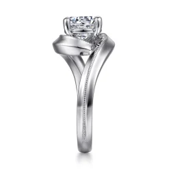 Gabriel & Co. Ezrah - 14K White Gold Bypass Round Diamond Engagement Ring