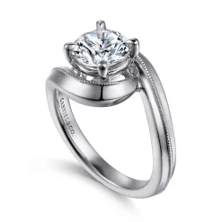 Gabriel & Co. Ezrah - 14K White Gold Bypass Round Diamond Engagement Ring