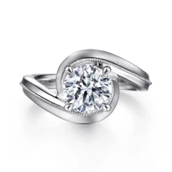 Gabriel & Co. Ezrah - 14K White Gold Bypass Round Diamond Engagement Ring