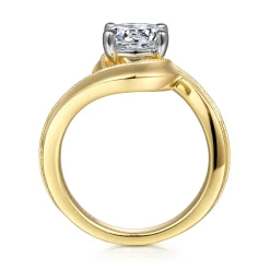 Hot Gabriel & Co. Ezrah - 14K White-Yellow Gold Bypass Round Diamond Engagement Ring