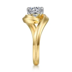 Hot Gabriel & Co. Ezrah - 14K White-Yellow Gold Bypass Round Diamond Engagement Ring