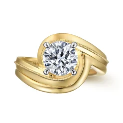 Hot Gabriel & Co. Ezrah - 14K White-Yellow Gold Bypass Round Diamond Engagement Ring