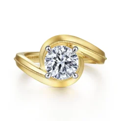 Hot Gabriel & Co. Ezrah - 14K White-Yellow Gold Bypass Round Diamond Engagement Ring