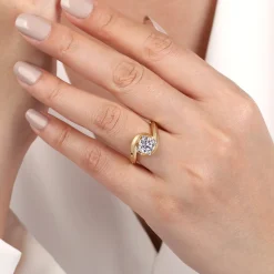 Hot Gabriel & Co. Ezrah - 14K White-Yellow Gold Bypass Round Diamond Engagement Ring