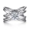 Clearance Gabriel & Co. Fabiola - 14K White Gold Split Shank Round Diamond Engagement Ring