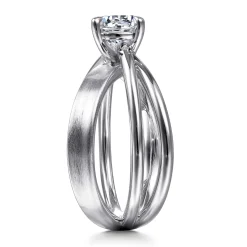 Clearance Gabriel & Co. Fabiola - 14K White Gold Split Shank Round Diamond Engagement Ring