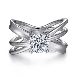Clearance Gabriel & Co. Fabiola - 14K White Gold Split Shank Round Diamond Engagement Ring