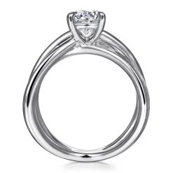 Clearance Gabriel & Co. Fabiola - 14K White Gold Split Shank Round Diamond Engagement Ring