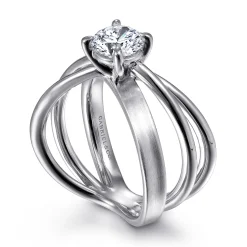 Clearance Gabriel & Co. Fabiola - 14K White Gold Split Shank Round Diamond Engagement Ring