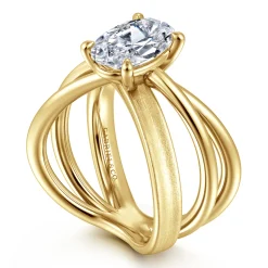 Discount Gabriel & Co. Fabiola - 14K Yellow Gold Split Shank Oval Diamond Engagement Ring