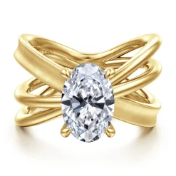 Discount Gabriel & Co. Fabiola - 14K Yellow Gold Split Shank Oval Diamond Engagement Ring