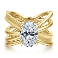 Discount Gabriel & Co. Fabiola - 14K Yellow Gold Split Shank Oval Diamond Engagement Ring