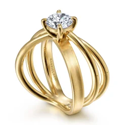 Best Gabriel & Co. Fabiola - 14K Yellow Gold Split Shank Round Diamond Engagement Ring