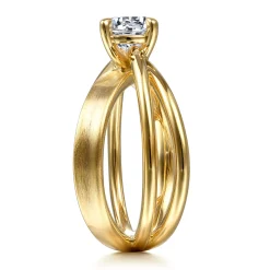 Best Gabriel & Co. Fabiola - 14K Yellow Gold Split Shank Round Diamond Engagement Ring