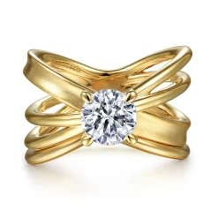 Best Gabriel & Co. Fabiola - 14K Yellow Gold Split Shank Round Diamond Engagement Ring