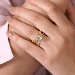 Best Gabriel & Co. Fabiola - 14K Yellow Gold Split Shank Round Diamond Engagement Ring