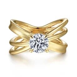 Best Gabriel & Co. Fabiola - 14K Yellow Gold Split Shank Round Diamond Engagement Ring