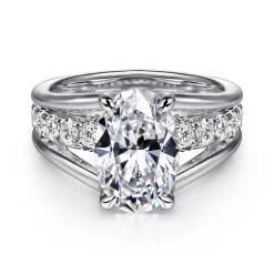 Outlet Gabriel & Co. Faith - 14K White Gold Split Shank Oval Diamond Engagement Ring
